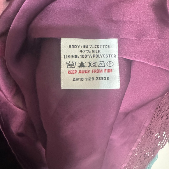 White Stuff Mini Dress Purple Floral Silk blend sleeveless sz 10 Boho lace trim - Picture 7 of 9